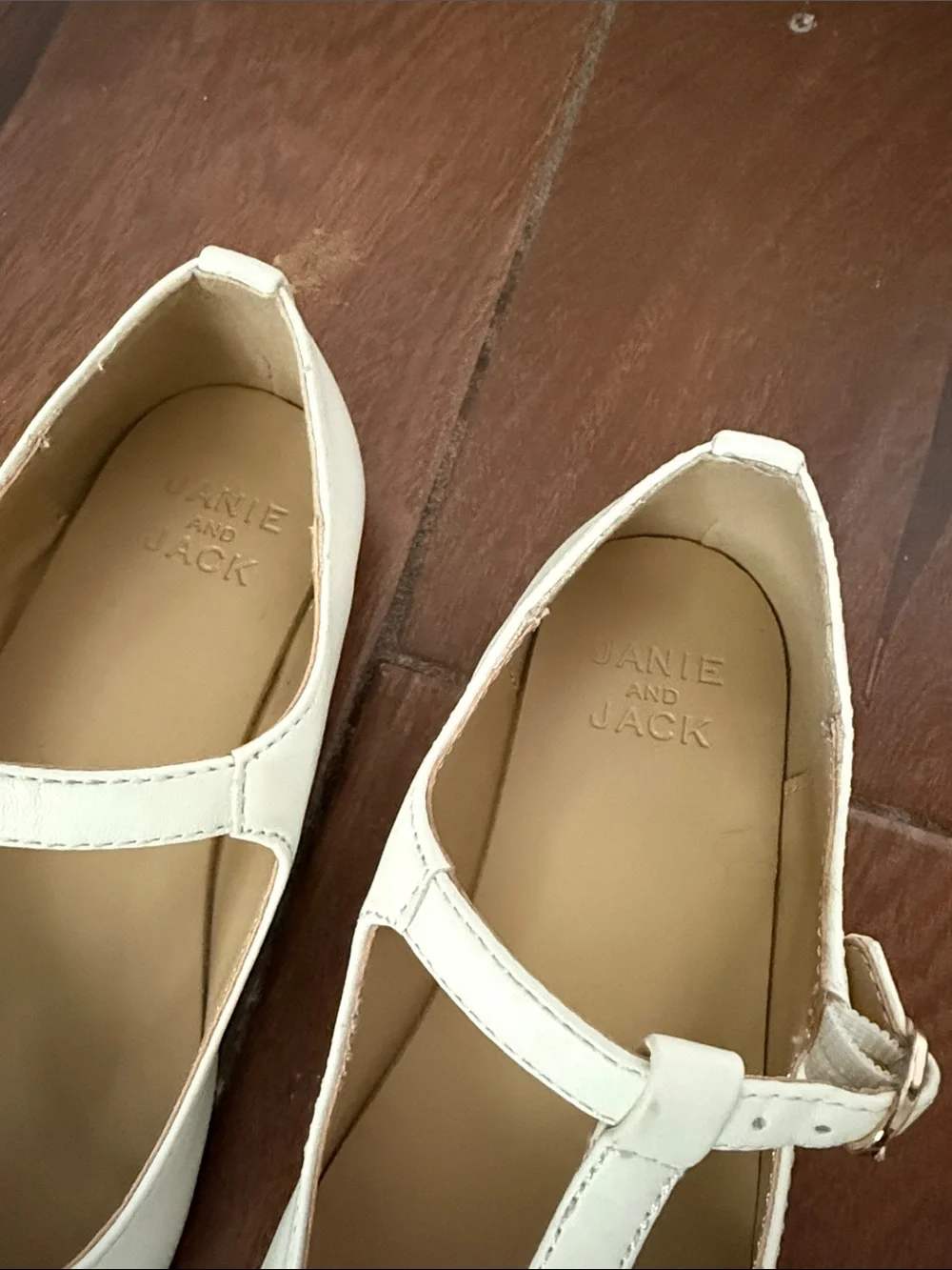 Janie and Jack White T‑Strap Girls Dress Shoes